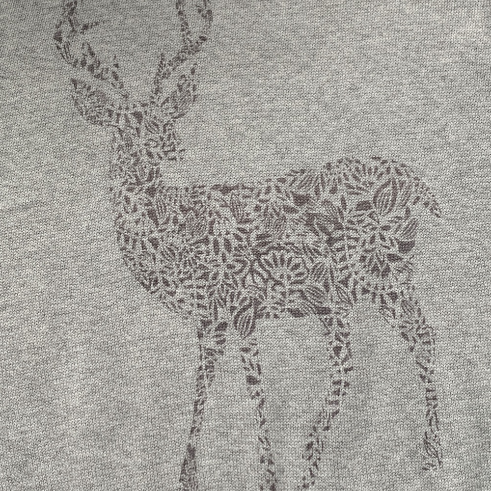 Reindeer Gray Sweatshirt Crew Neck Pullover, EUC - Picture 4 of 16